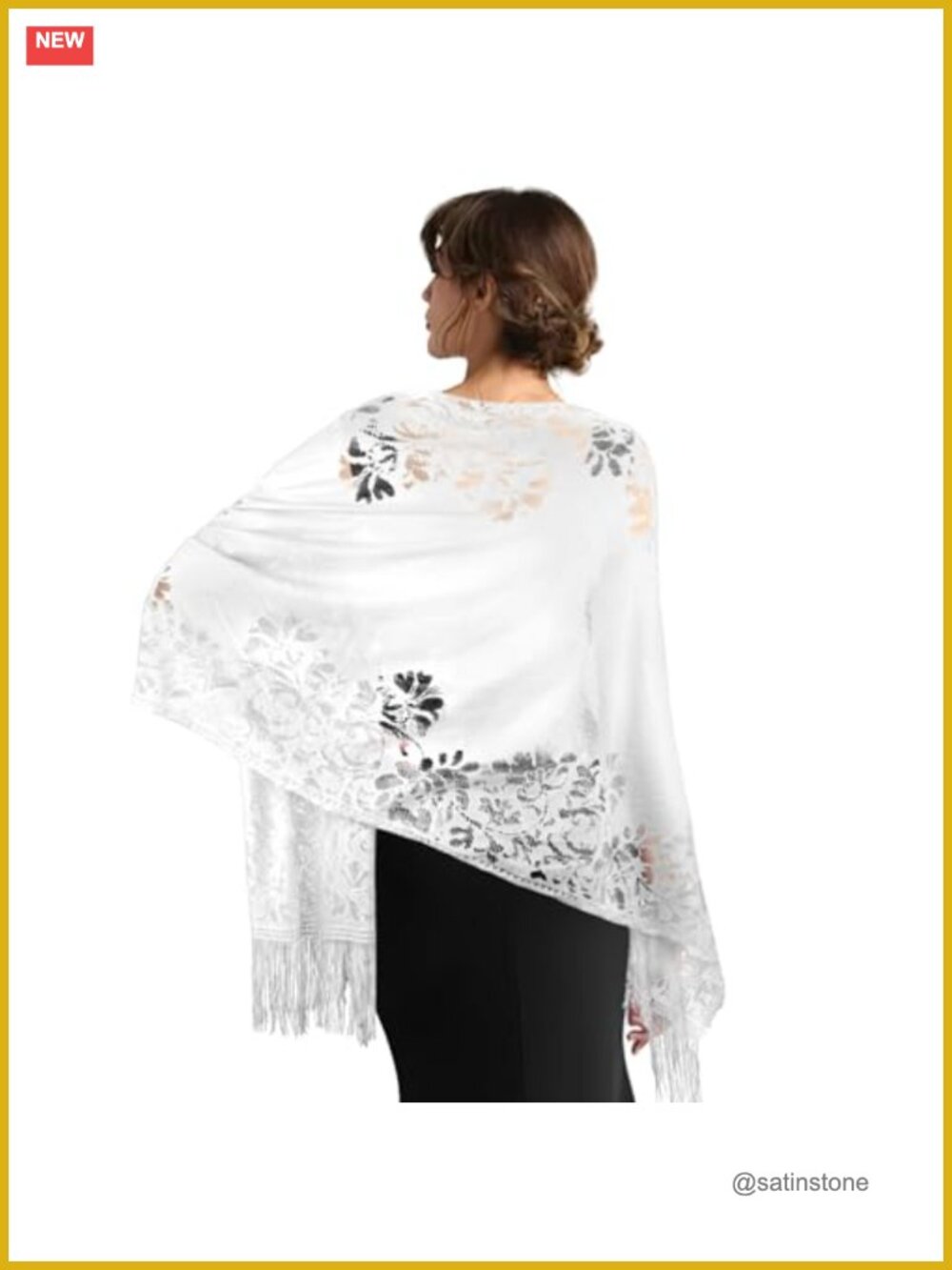 Lace Floral Pashmina Shawl Wrap Fringe Evening Wedding Scarf Women
